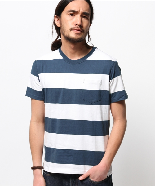 417 EDIFICE（フォーワンセブンエディフィス）の「◇ワイドボーダーテンジククルーネック S/S（Tシャツ/カットソー・メンズ・ネイビー/ブルー/ブラック/チャコールグレー・MEDIUM/SMALL/LARGE）」の12枚目の写真