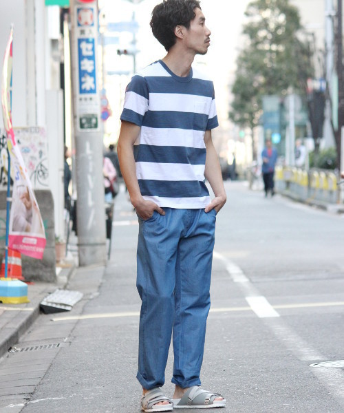 417 EDIFICE（フォーワンセブンエディフィス）の「◇ワイドボーダーテンジククルーネック S/S（Tシャツ/カットソー・メンズ・ネイビー/ブルー/ブラック/チャコールグレー・MEDIUM/SMALL/LARGE）」の13枚目の写真