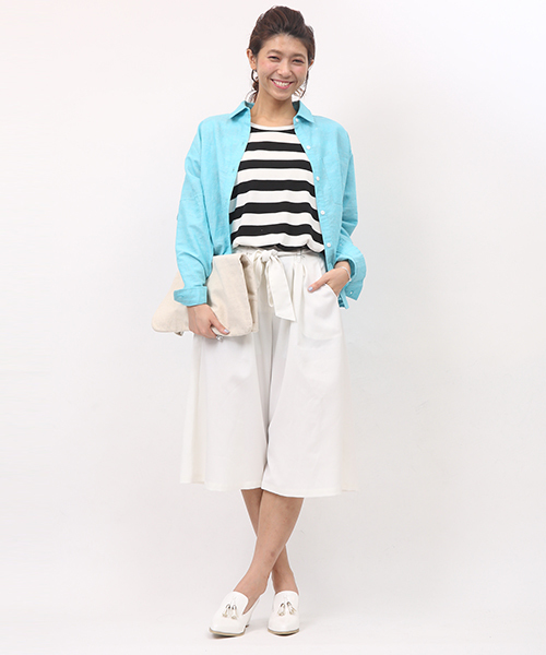 mystic（ミスティック）の「共地ベルトハーフパンツ（その他パンツ・レディース・グレー/ネイビー/オフホワイト・ﾌﾘ-）」の4枚目の写真