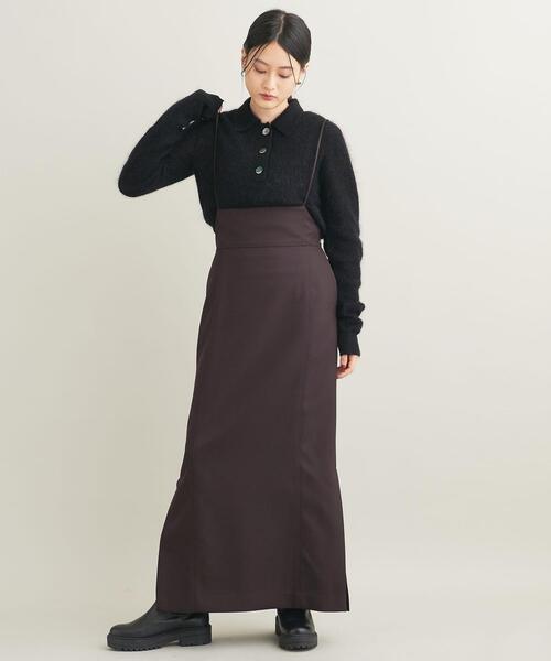 BEAUTY&YOUTH UNITED ARROWS（ビューティーアンドユースユナイテッドアローズ）の「ポリエステルツイル タイトスリットキャミワンピース -ウォッシャブル-（ワンピース・レディース・ブラック/ダークブラウン・S/M）」の3枚目の写真