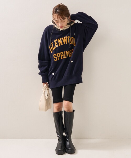 FREAK'S STORE（フリークスストア）の「ロゴフラワー刺繍スウェット（スウェット・レディース・ネイビー/グレー・ﾌﾘ-）」の4枚目の写真