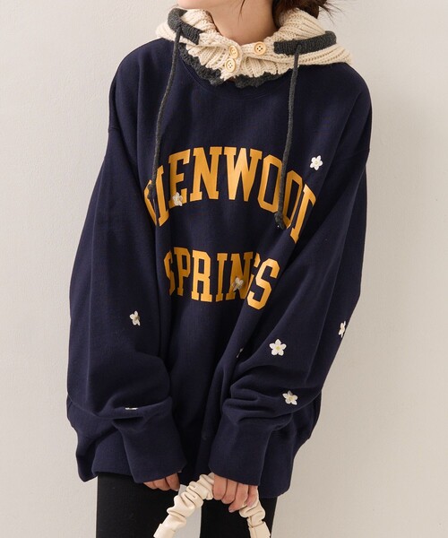 FREAK'S STORE（フリークスストア）の「ロゴフラワー刺繍スウェット（スウェット・レディース・ネイビー/グレー・ﾌﾘ-）」の8枚目の写真