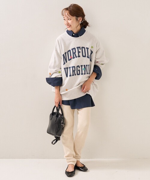 FREAK'S STORE（フリークスストア）の「ロゴフラワー刺繍スウェット（スウェット・レディース・ネイビー/グレー・ﾌﾘ-）」の10枚目の写真