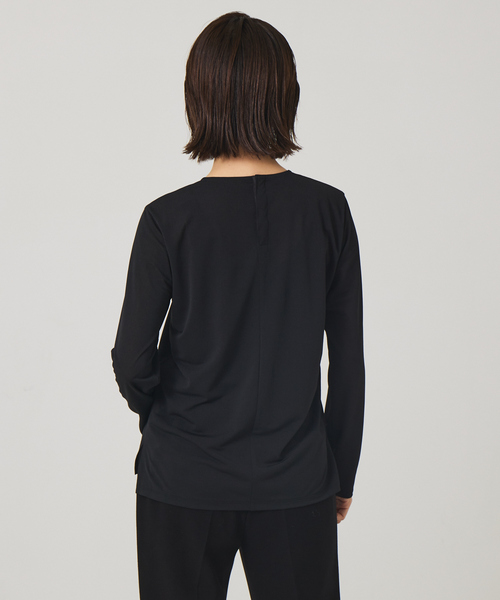 qualite(カリテ)の「シアクルーカットソー(Tシャツ/カットソー・レディース・オフホワイト/ブラック・フリー)」の6枚目の写真