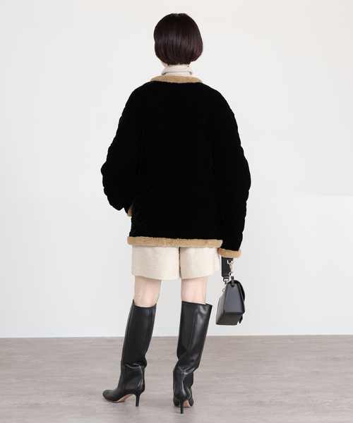 VERMEIL par iena（ヴェルメイユパーイエナ）の「【LE BOUQUET/ル・ブーケ】ベロアキルティング ショートコート（その他アウター・レディース・ブラック・FREE）」の15枚目の写真