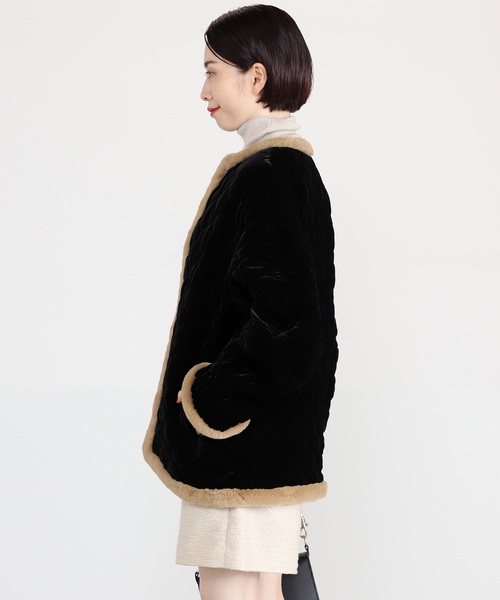 VERMEIL par iena（ヴェルメイユパーイエナ）の「【LE BOUQUET/ル・ブーケ】ベロアキルティング ショートコート（その他アウター・レディース・ブラック・FREE）」の18枚目の写真