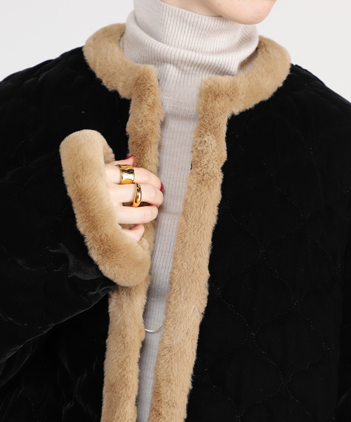 VERMEIL par iena（ヴェルメイユパーイエナ）の「【LE BOUQUET/ル・ブーケ】ベロアキルティング ショートコート（その他アウター・レディース・ブラック・FREE）」の12枚目の写真