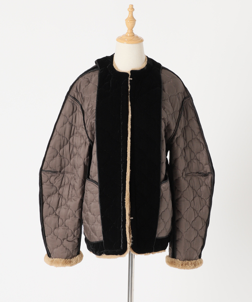 VERMEIL par iena（ヴェルメイユパーイエナ）の「【LE BOUQUET/ル・ブーケ】ベロアキルティング ショートコート（その他アウター・レディース・ブラック・FREE）」の10枚目の写真