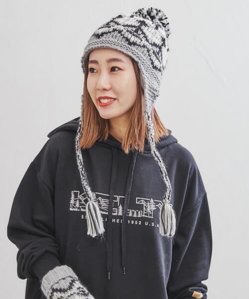 coen(コーエン)の「ノルディック柄ニットワッチ(ニットキャップ/ビーニー・レディース・オフホワイト/グレー・FREE)」の2枚目の写真