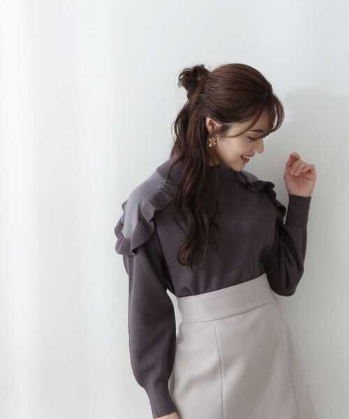 PROPORTION BODY DRESSING（プロポーションボディドレッシング）の「ショルダーフリルニット / 1212270100（ニット/セーター・レディース・ホワイト/パープル/ダークグレー・FREE）」の18枚目の写真