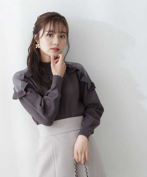 PROPORTION BODY DRESSING（プロポーションボディドレッシング）の「ショルダーフリルニット / 1212270100（ニット/セーター・レディース・ホワイト/パープル/ダークグレー・FREE）」の19枚目の写真