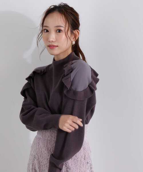 PROPORTION BODY DRESSING（プロポーションボディドレッシング）の「ショルダーフリルニット / 1212270100（ニット/セーター・レディース・ホワイト/パープル/ダークグレー・FREE）」の21枚目の写真