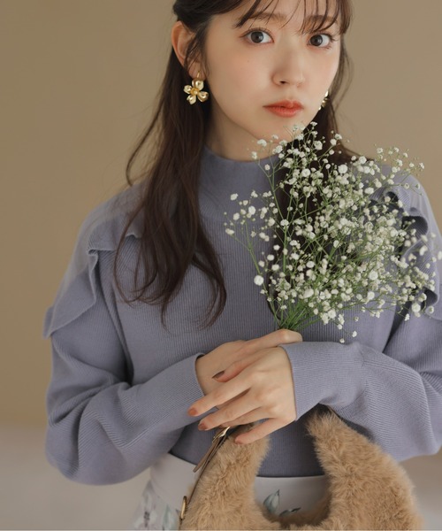 PROPORTION BODY DRESSING（プロポーションボディドレッシング）の「ショルダーフリルニット / 1212270100（ニット/セーター・レディース・ホワイト/パープル/ダークグレー・FREE）」の3枚目の写真