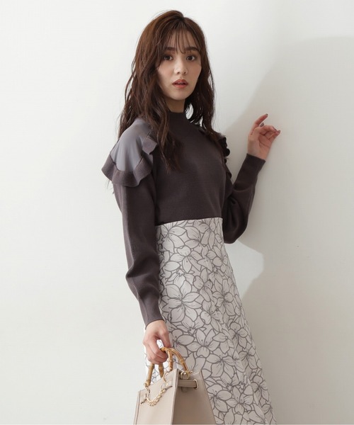 PROPORTION BODY DRESSING（プロポーションボディドレッシング）の「ショルダーフリルニット / 1212270100（ニット/セーター・レディース・ホワイト/パープル/ダークグレー・FREE）」の2枚目の写真