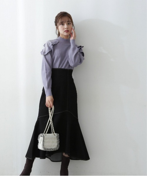 PROPORTION BODY DRESSING（プロポーションボディドレッシング）の「ショルダーフリルニット / 1212270100（ニット/セーター・レディース・ホワイト/パープル/ダークグレー・FREE）」の8枚目の写真