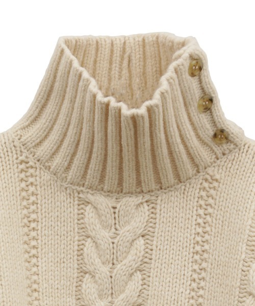 CLANE / クラネ | SHORT CABLE TURTLE KNIT TOPS ケーブルニットトップス | 2 | ネイビー | レディース セール】SHORT CABLE TURTLE KNIT TOPS（ニット/セーター）｜CLANE