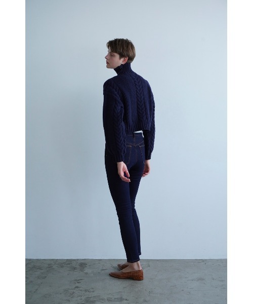 CLANE / クラネ | SHORT CABLE TURTLE KNIT TOPS ケーブルニットトップス | 2 | ネイビー | レディース CLANE / クラネ | SHORT CABLE TURTLE KNIT TOPS ケーブルニット