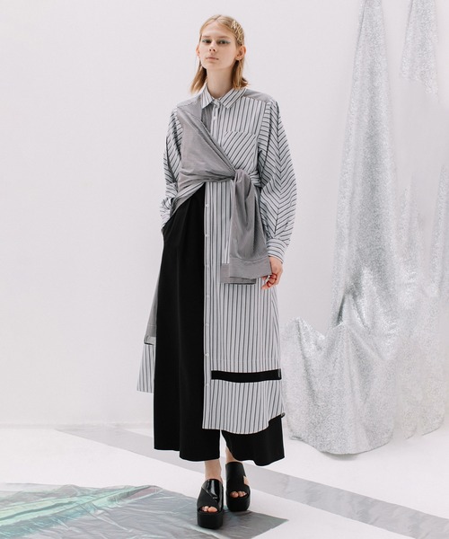 AULA AILA(アウラアイラ)の「スリーブベルトストライプシャツワンピース(シャツワンピース・レディース・ブルー/パープル/ブラック・0)」の10枚目の写真