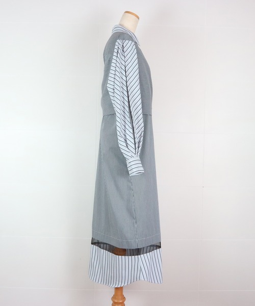 AULA AILA(アウラアイラ)の「スリーブベルトストライプシャツワンピース(シャツワンピース・レディース・ブルー/パープル/ブラック・0)」の19枚目の写真