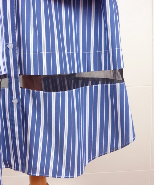 AULA AILA(アウラアイラ)の「スリーブベルトストライプシャツワンピース(シャツワンピース・レディース・ブルー/パープル/ブラック・0)」の17枚目の写真