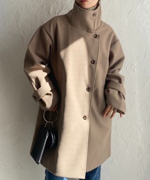 フェイクウール2WAYボリューム袖ミドル丈スタンドカラーコート
