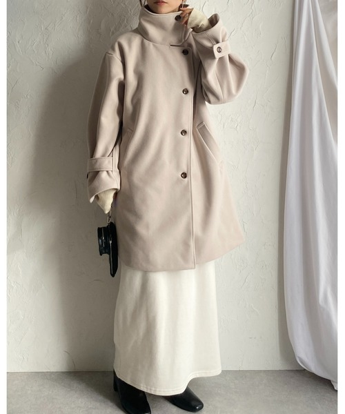 She's Closet（シーズクローゼット）の「フェイクウール2WAYボリューム袖ミドル丈スタンドカラーコート（その他アウター・レディース・ベージュ/モカ/アイボリー/ブラック・FREE）」の14枚目の写真
