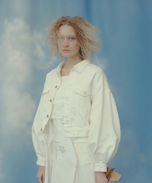 FURFUR（ファーファー）の「ボリュームスリーブGジャン（デニムジャケット・レディース・ホワイト/ピンク/ブルー・FREE）」の2枚目の写真