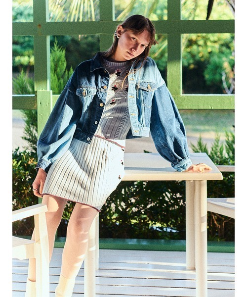 FURFUR（ファーファー）の「ボリュームスリーブGジャン（デニムジャケット・レディース・ホワイト/ピンク/ブルー・FREE）」の15枚目の写真