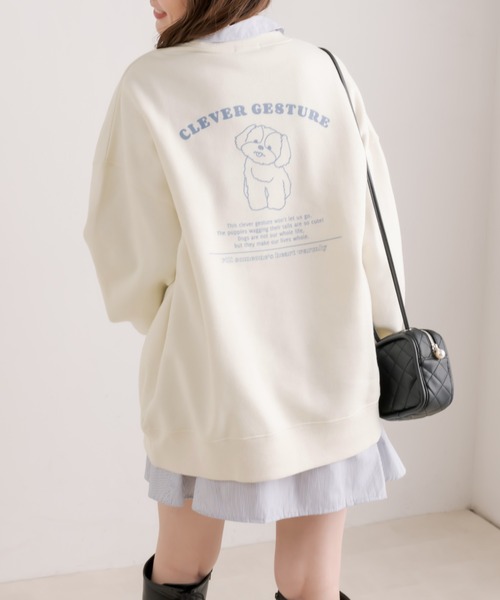 OLIVE des OLIVE（オリーブデオリーブ）の「【WEB限定カラー有】バックプリントDOGチュニックスウェット（スウェット・レディース・グレー/ブラック/ブルー/アイボリー/ミント・FREE）」の2枚目の写真