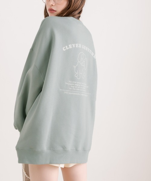 OLIVE des OLIVE（オリーブデオリーブ）の「【WEB限定カラー有】バックプリントDOGチュニックスウェット（スウェット・レディース・グレー/ブラック/ブルー/アイボリー/ミント・FREE）」の9枚目の写真