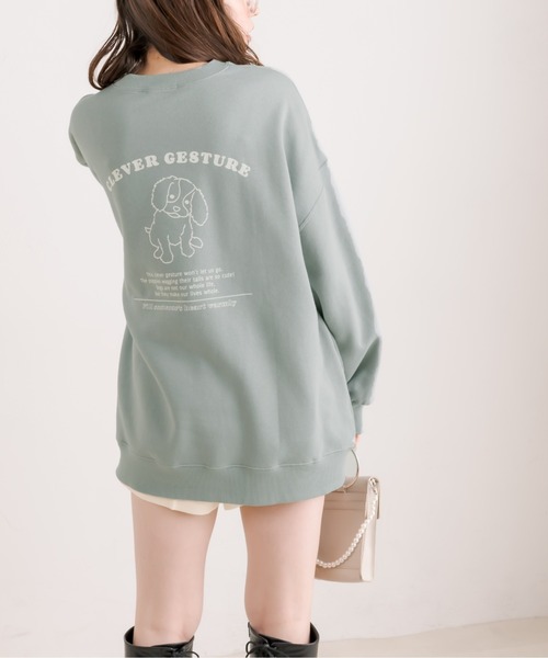 OLIVE des OLIVE（オリーブデオリーブ）の「【WEB限定カラー有】バックプリントDOGチュニックスウェット（スウェット・レディース・グレー/ブラック/ブルー/アイボリー/ミント・FREE）」の10枚目の写真