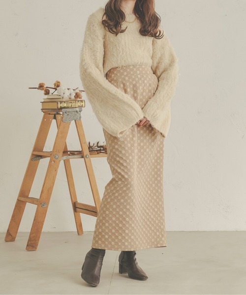 Ambre Neige(アンブルネージュ)の「花柄ジャガードIラインスカート/【WEB/EC限定商品】(スカート・レディース・ベージュ/アイボリー/ブラック・MEDIUM/SMALL)」の17枚目の写真