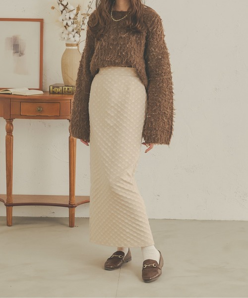 Ambre Neige(アンブルネージュ)の「花柄ジャガードIラインスカート/【WEB/EC限定商品】(スカート・レディース・ベージュ/アイボリー/ブラック・MEDIUM/SMALL)」の8枚目の写真