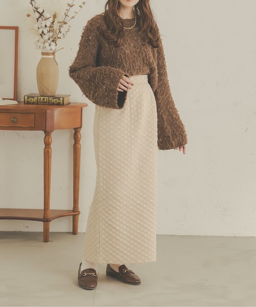 Ambre Neige(アンブルネージュ)の「花柄ジャガードIラインスカート/【WEB/EC限定商品】(スカート・レディース・ベージュ/アイボリー/ブラック・MEDIUM/SMALL)」の9枚目の写真
