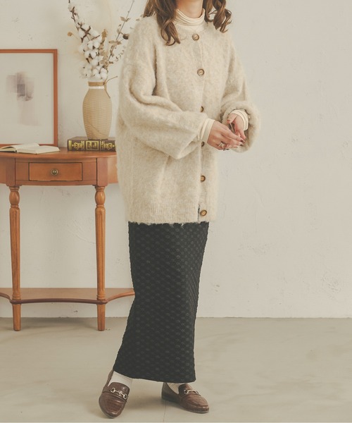 Ambre Neige(アンブルネージュ)の「花柄ジャガードIラインスカート/【WEB/EC限定商品】(スカート・レディース・ベージュ/アイボリー/ブラック・MEDIUM/SMALL)」の12枚目の写真