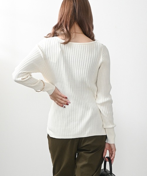 Felt-Maglietta（フェルトマリエッタ）の「リブニットボートネックセーター（ニット/セーター・レディース・オフホワイト/ダークグリーン/グレイッシュベージュ/ブラック/ボルドー/グレー・MEDIUM/X-LARGE）」の14枚目の写真