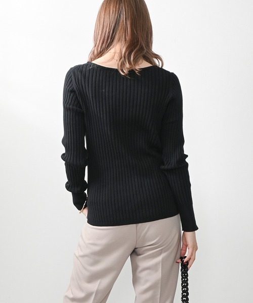 Felt-Maglietta（フェルトマリエッタ）の「リブニットボートネックセーター（ニット/セーター・レディース・オフホワイト/ダークグリーン/グレイッシュベージュ/ブラック/ボルドー/グレー・MEDIUM/X-LARGE）」の10枚目の写真