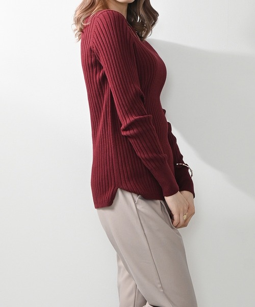 Felt-Maglietta（フェルトマリエッタ）の「リブニットボートネックセーター（ニット/セーター・レディース・オフホワイト/ダークグリーン/グレイッシュベージュ/ブラック/ボルドー/グレー・MEDIUM/X-LARGE）」の17枚目の写真