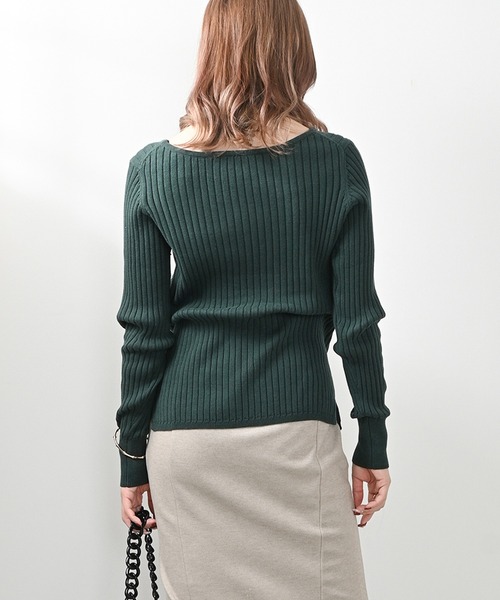 Felt-Maglietta（フェルトマリエッタ）の「リブニットボートネックセーター（ニット/セーター・レディース・オフホワイト/ダークグリーン/グレイッシュベージュ/ブラック/ボルドー/グレー・MEDIUM/X-LARGE）」の18枚目の写真