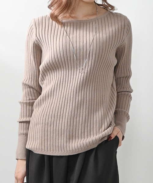 Felt-Maglietta（フェルトマリエッタ）の「リブニットボートネックセーター（ニット/セーター・レディース・オフホワイト/ダークグリーン/グレイッシュベージュ/ブラック/ボルドー/グレー・MEDIUM/X-LARGE）」の19枚目の写真