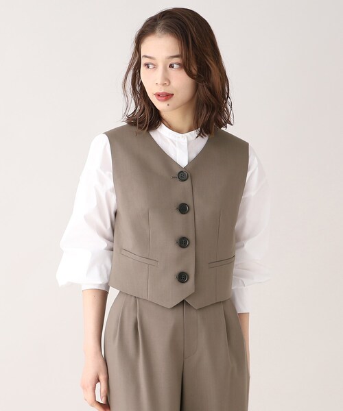 UNTITLED(アンタイトル)の「◆【トレンド感UP!】ショートジレ(ベスト・レディース・ダークネイビー/ブラウン系その他/ブラウン系その他7・00/01/02/03/04/44/48)」の5枚目の写真