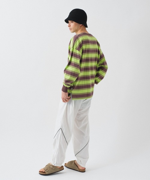 WHIMSIC（ウィムジック）の「【UNISEX】マルチボーダーロングスリーブTEE（Tシャツ/カットソー・メンズ・ホワイト/ブラウン/パープル/イエロー・FREE）」の14枚目の写真