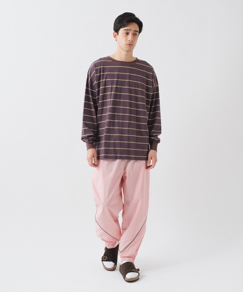 WHIMSIC（ウィムジック）の「【UNISEX】マルチボーダーロングスリーブTEE（Tシャツ/カットソー・メンズ・ホワイト/ブラウン/パープル/イエロー・FREE）」の22枚目の写真