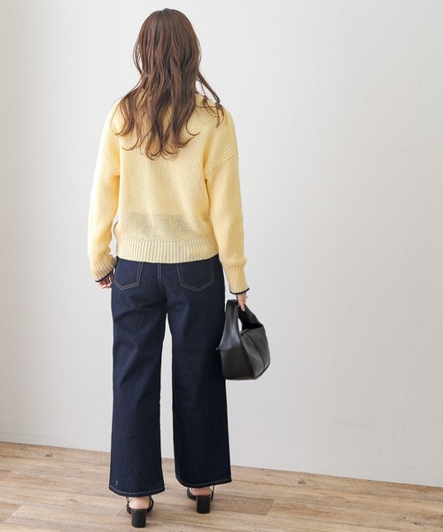 URBAN RESEARCH Sonny Label（アーバンリサーチサニーレーベル）の「配色片畦ゆるカーディガン（カーディガン/ボレロ・レディース・ブラック/オフホワイト/パープル・FREE）」の14枚目の写真