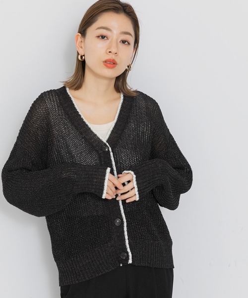 URBAN RESEARCH Sonny Label（アーバンリサーチサニーレーベル）の「配色片畦ゆるカーディガン（カーディガン/ボレロ・レディース・ブラック/オフホワイト/パープル・FREE）」の19枚目の写真