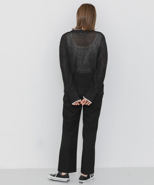 URBAN RESEARCH Sonny Label（アーバンリサーチサニーレーベル）の「配色片畦ゆるカーディガン（カーディガン/ボレロ・レディース・ブラック/オフホワイト/パープル・FREE）」の15枚目の写真