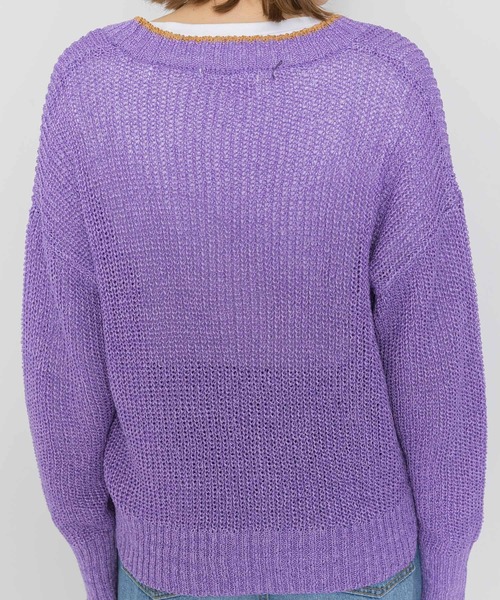 URBAN RESEARCH Sonny Label（アーバンリサーチサニーレーベル）の「配色片畦ゆるカーディガン（カーディガン/ボレロ・レディース・ブラック/オフホワイト/パープル・FREE）」の22枚目の写真