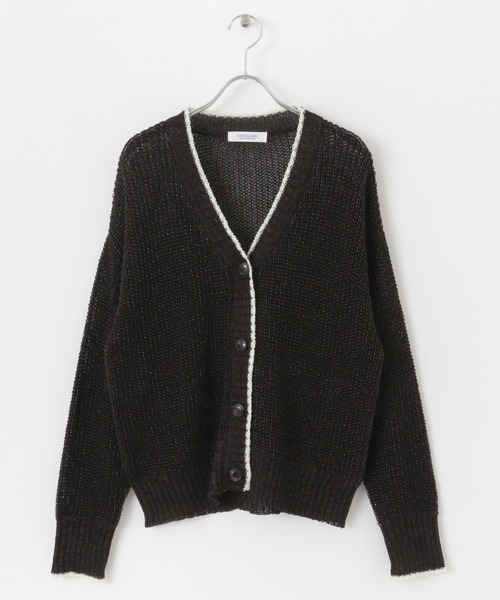 URBAN RESEARCH Sonny Label（アーバンリサーチサニーレーベル）の「配色片畦ゆるカーディガン（カーディガン/ボレロ・レディース・ブラック/オフホワイト/パープル・FREE）」の13枚目の写真