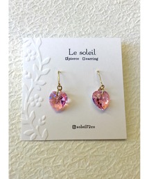 【Le soleil】ハート型 スワロフスキーピアス(MA)