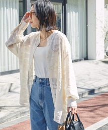 Chaco closet | シアージャガードレースボリュームスリーブ長袖シャツ(シャツ/ブラウス)